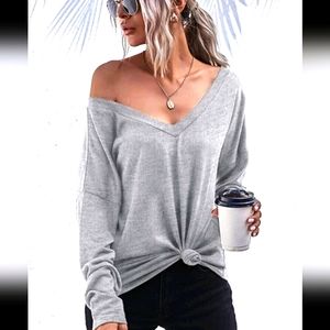 NWOT SHEIN grey off the shoulder long sleeve sweatshirt